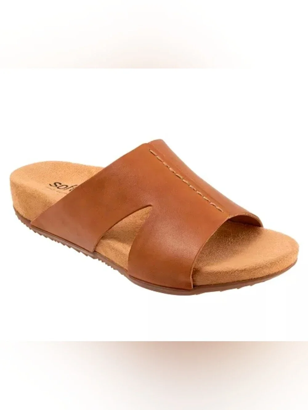 SoftWalk Women’s Tan Slide Sandal - Leather Slip-On